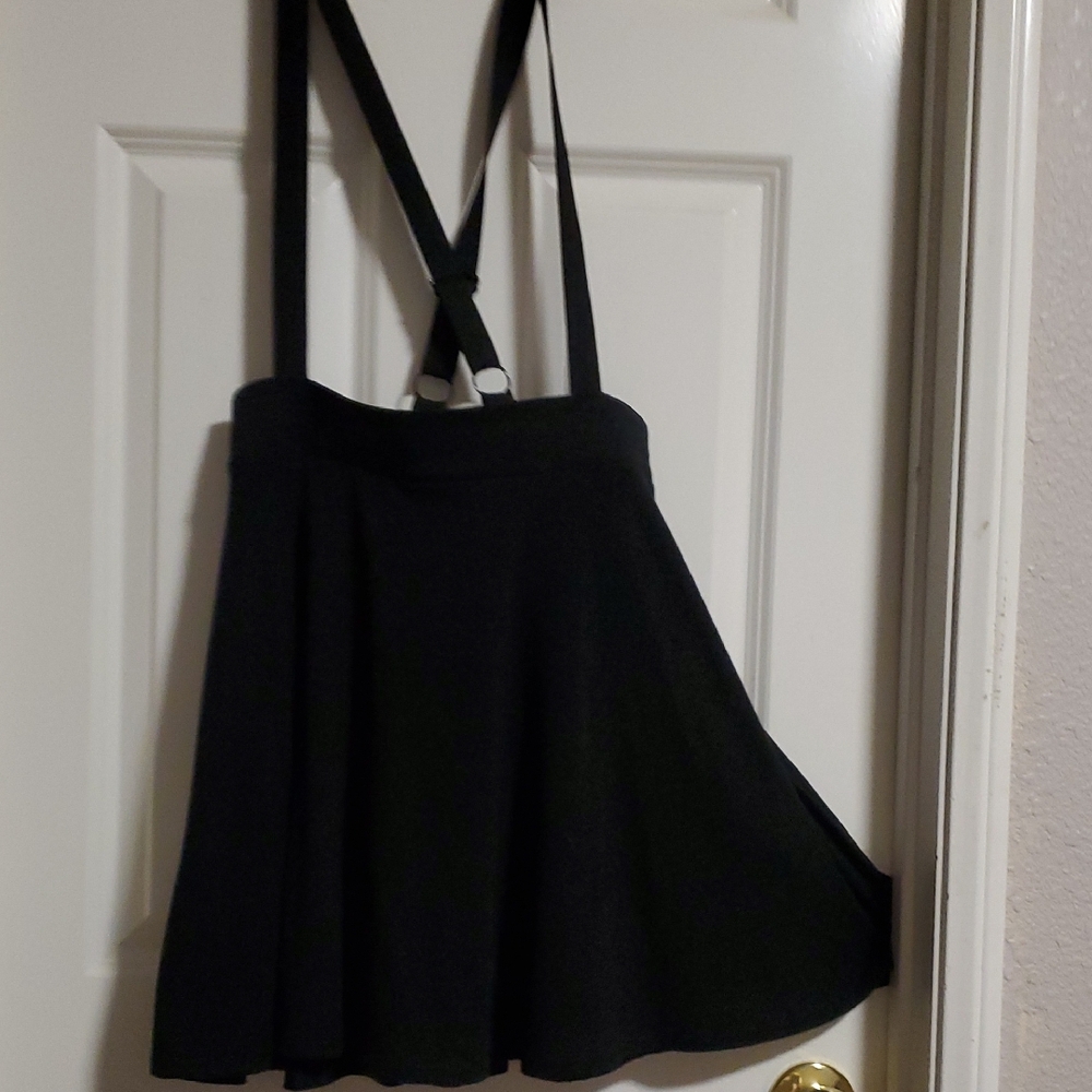 Hot Topic Black Skater Skirt with Suspenders